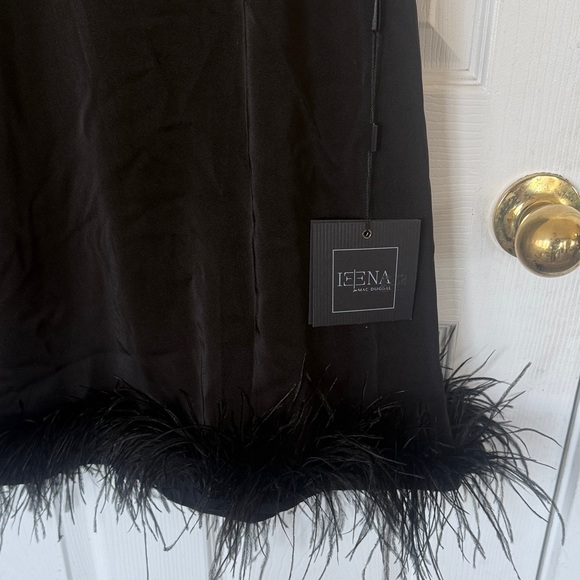 Mac Duggal Black Feather Hem Dress Sz 12 NWT - Picture 6 of 8